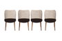 Hanah Home Nova 071 V4 Juego de 4 Sillas Crema y Nogal